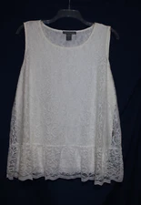 Kate & Mallory 2X Ivory Chantilly Lace Sleeveless Top Blouse New