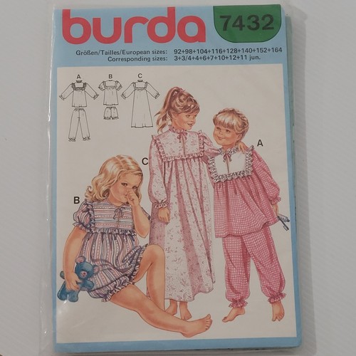 Vintage 50s Girls Pyjamas Ruffles Nighties 92 to 164 cm 7432 UNCUT BURDA Sewing - Picture 7 of 7