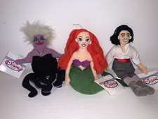 VTG Disney Little Mermaid Ariel Prince Eric Ursula 8  Bean Bag Plush
