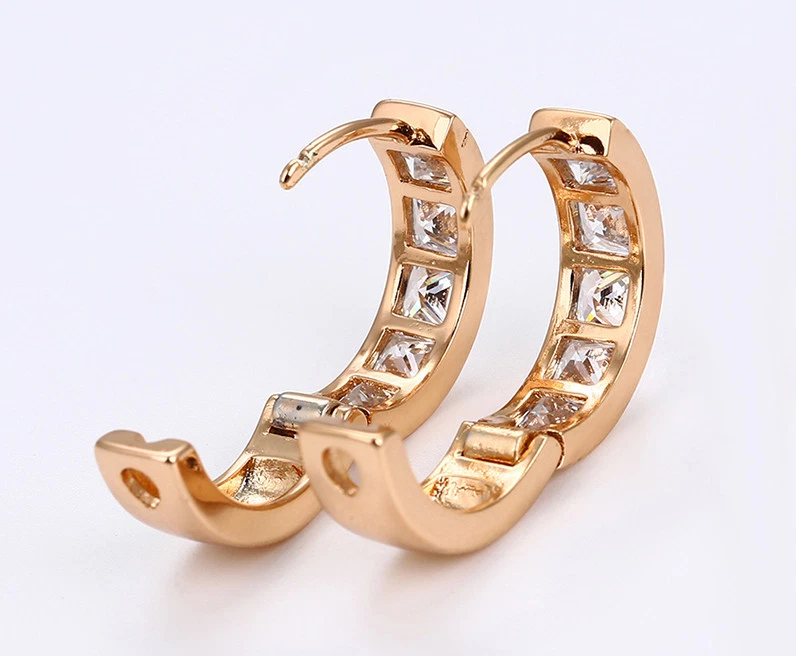 Luxus Ohrringe Creolen Zirkonia Kristalle Rolled Gold 18K vergoldet Damen - Bild 4 von 4