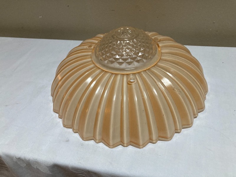 Vintage 10"   Glass Art Deco Ceiling Light Fixture Three holes