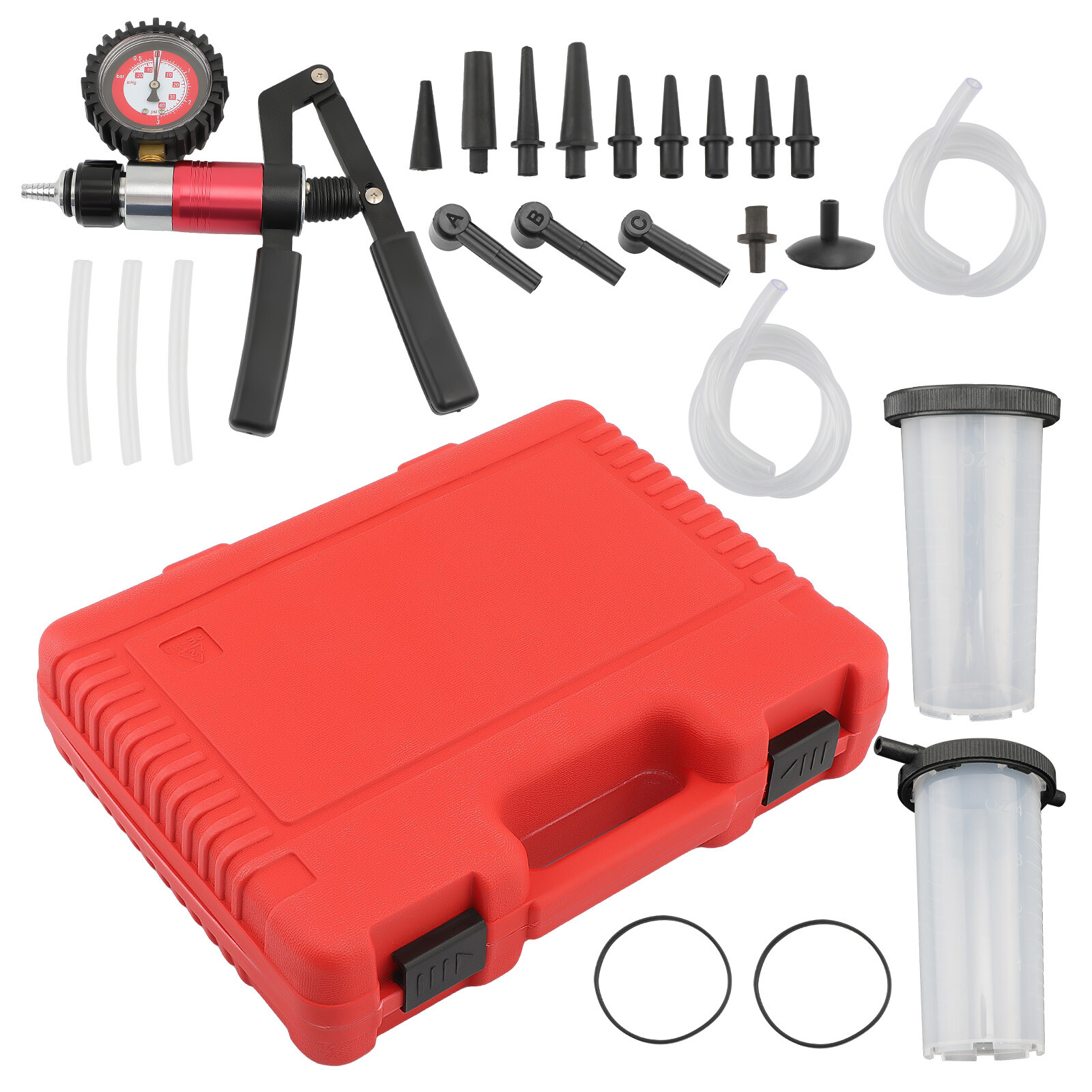 Pompe à vide purgeur de frein 21pcs outil testeur de pression kit de purge atelier
