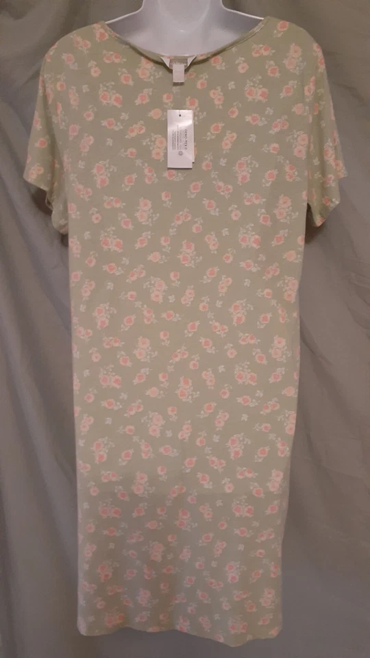 Camisón Charter Club Verde Rosa Manga Rodillera Mediano 40" BUSTO  Foto 4 de 4