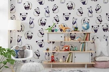 3D Cute Panda Cartoon Self-adhesive Removable Wallpaper Murals Wall 404