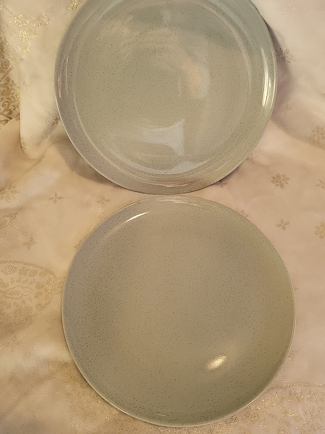 Vintage Dinner Plates 2 MCM Taylor Smith Taylor Pebbleford Granite Green 10