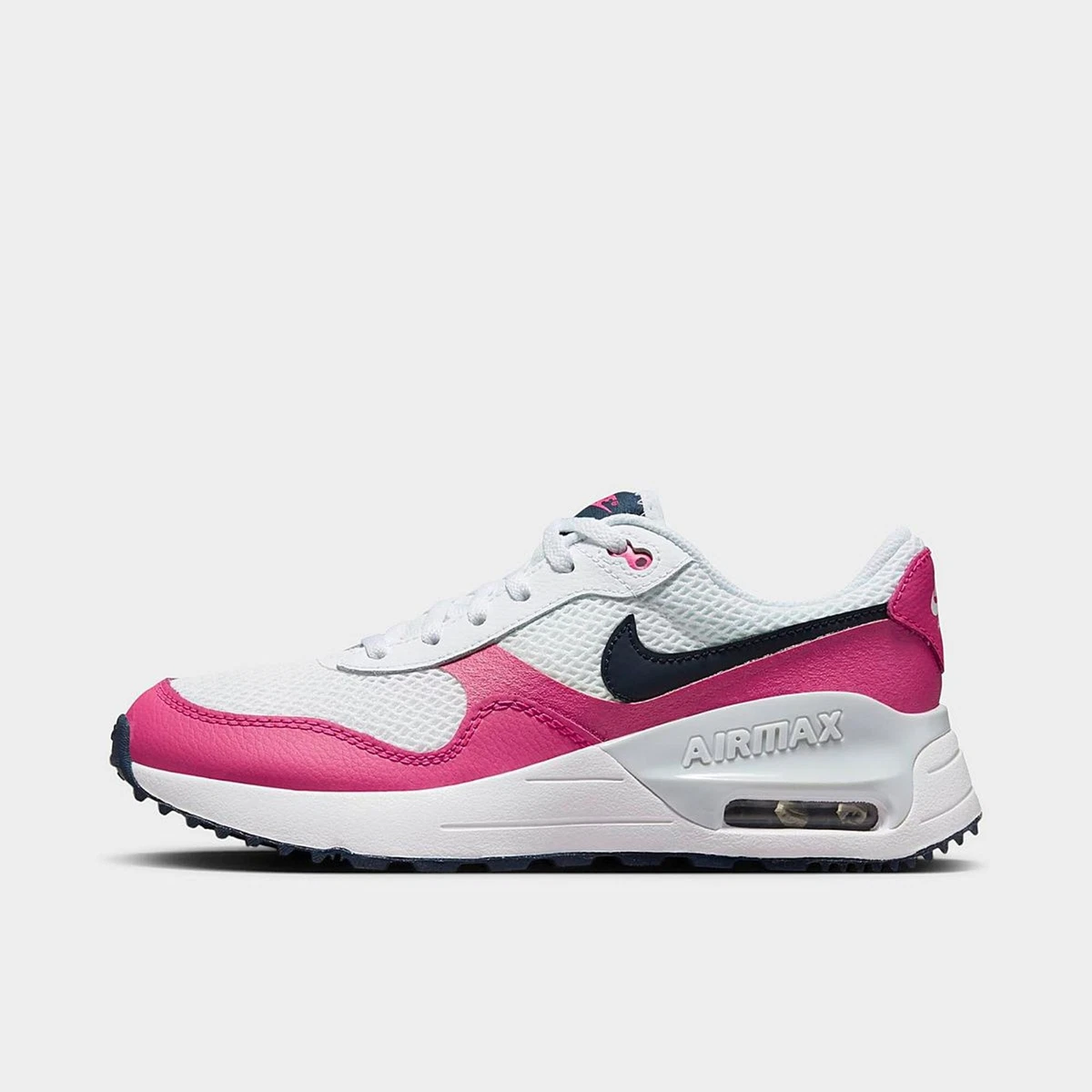 Big Kids Nike Air Max SYSTM White Fierce Pink Pure Platinum Obsidian DQ0284 110