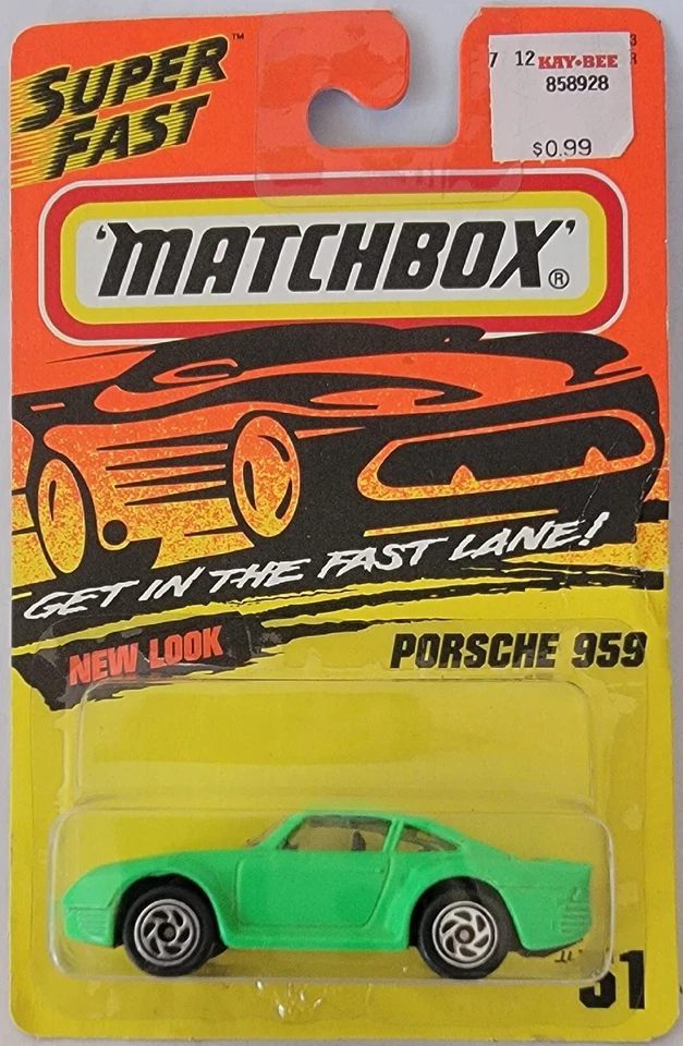 Matchbox Super Fast #51 1996 Porsche 959 Rage verde L17 Foto 2 de 4