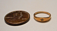Antique 10K Yellow Gold Baby Ring w Tiny Dia Chip in Star 0.59g Size .5 or 1/2