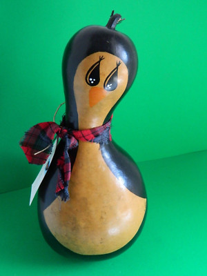 New Out of My Gourd Penguin Hand Painted 10 1/2  Cathy Wells One of A Kind