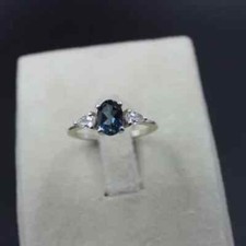2Cut Oval Cut London Blue Topaz Lab-Created Engagement Ring 925 Sterling Silver