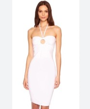 SUSANA MONACO Dress XL White Halter Pin Up Tropical Vacation Resort Retro $188
