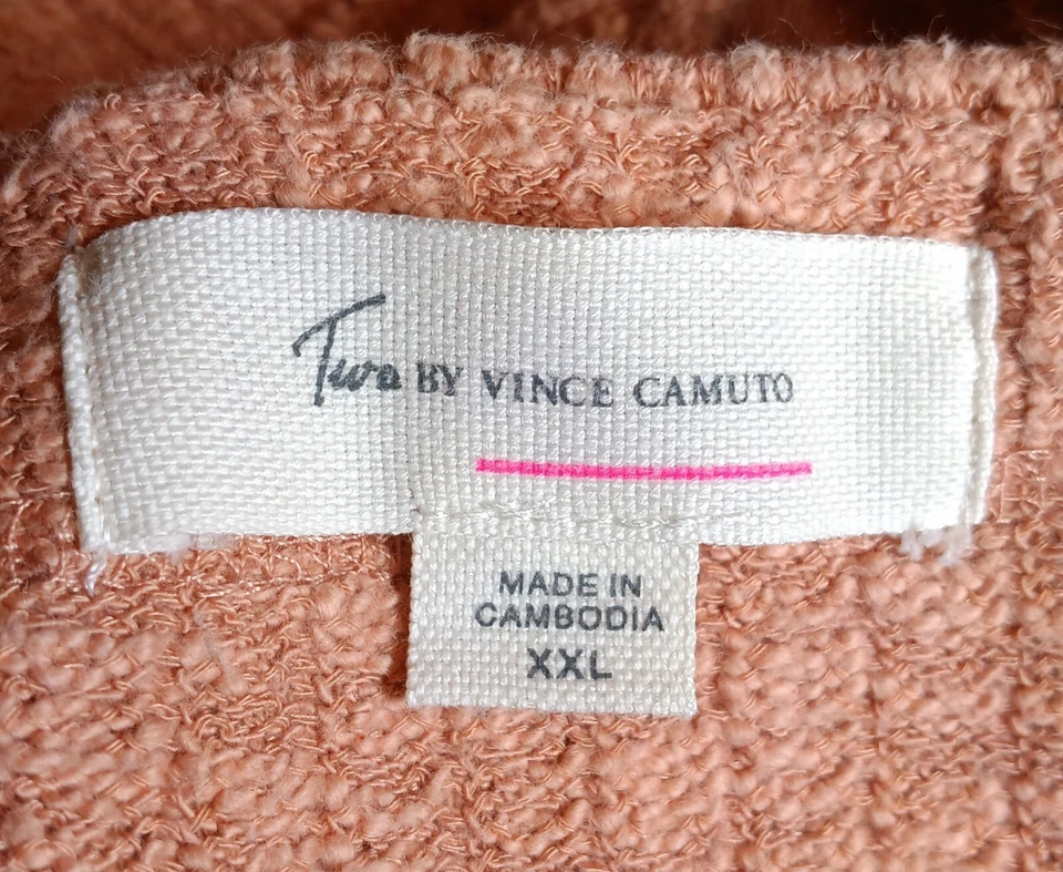 Cárdigan Suéter Two By Vince Camuto Mujer Talla XXL Melocotón Grueso Botón Costero Foto 3 de 4