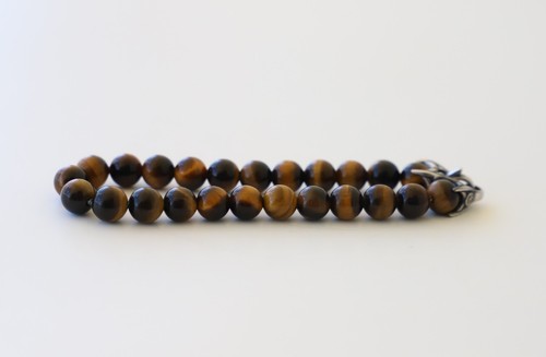 David Yurman 8mm Spiritual Beads Bracelet Sterling Silver with Tigers Eye 8.5" - Picture 4 of 7