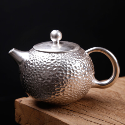 999 Sterling Silver Tea Pot Porcelain Xishi Pot Ball Shaped