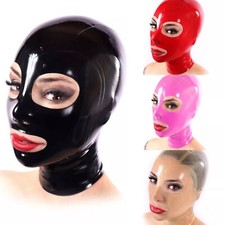 Womans Latex Gummi Rubber Hood Mask Zipper Back Natural Rubber Fetish 0.4mm BDSM