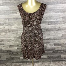 FOREVER 21 Scoop Neck Multi Color Floral Belted Fit & Flare Dress Women's Medium