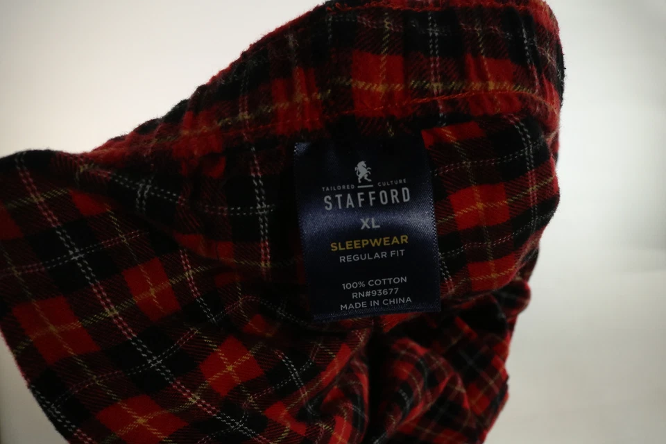 Mens Stafford Red Plaid Pajama Pants Size XL EUC - Image 3 of 4