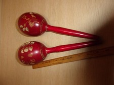 PAIR OF HAND CARVED MAROCCAS RED CARVED DESIGN