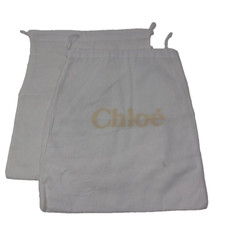Authentic Chloe Shoe Dust Bag Set White Logo Drawstring Storage Travel 13.5x12