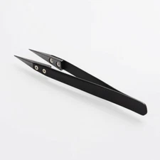 Black Steel Tweezer with Pointed Plastic Tip for Changing Watch Battery Hobby