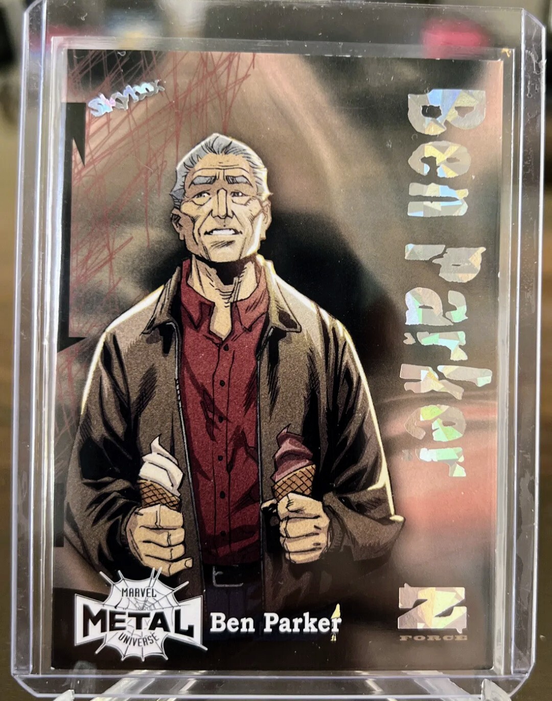 2021-22 Marvel Metal Universe Spider-Man Z-Force Amazing Rave /62 Ben Parker MT