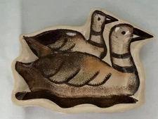 ClayArt Rustic Lodge Dinner / Trinket Plate (2) Bear Ducks ￼hand Painted 2010 EC
