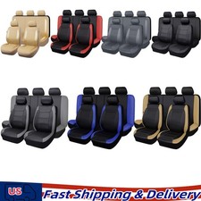 Premium Full Set Pu Leather Car Seat Covers Dustproof Protector Cover Universal