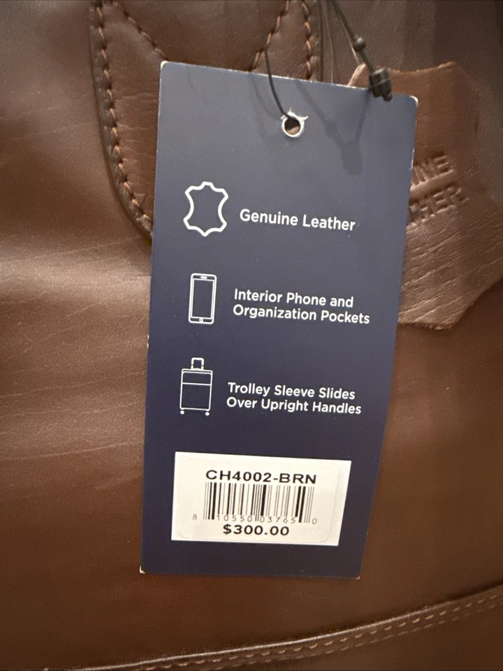 Ralph Lauren Chaps Carry On Marrón Top Grano Sillín Cuero Fin de Semana Lona - Nuevo con Etiquetas Foto 3 de 4