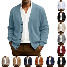Winter Solid Color Cardigan Men'S Threaded Long Sleeved Jacket Outdoor Casual Ca