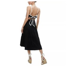 ALICE + OLIVIA Hartley Gathered Midi Dress black and white (New)