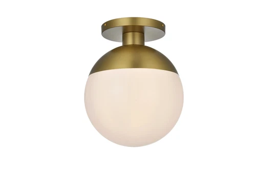 Living District Eclipse 12" Flush Mount Frosted White Shade In Satin Gold - Picture 3 of 9