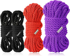 Soft Braided Nylon Rope Set 8mm Multipurpose Silky Cord 3 Lengths 56Ft Total