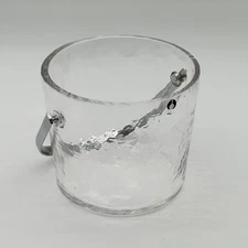 Pukeberg Sweden Ice Bucket with Silver Handle – Vintage Swedish Glass