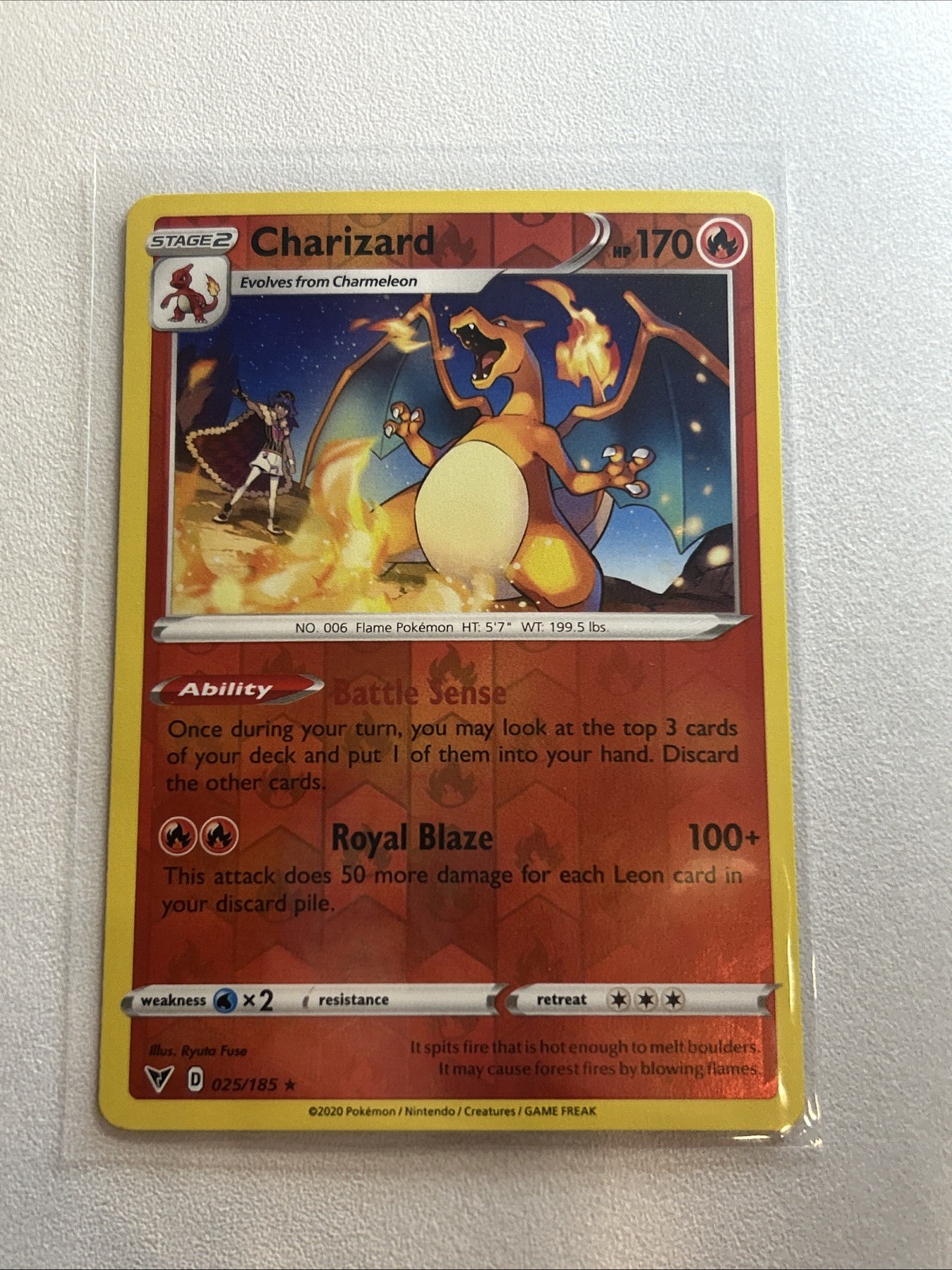 Pokemon TCG Charizard 025/185 Swsh04: Vivid Voltage Reverse Holo NM
