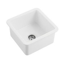 457*457*228mm Poseidon Fireclay Black/White Square Single Bowl Farmhouse Sink