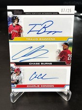 2025 Topps Pro Debut Travis Bazzana/Chase Burns/Charlie Condon TRIPLE AUTO #d/25