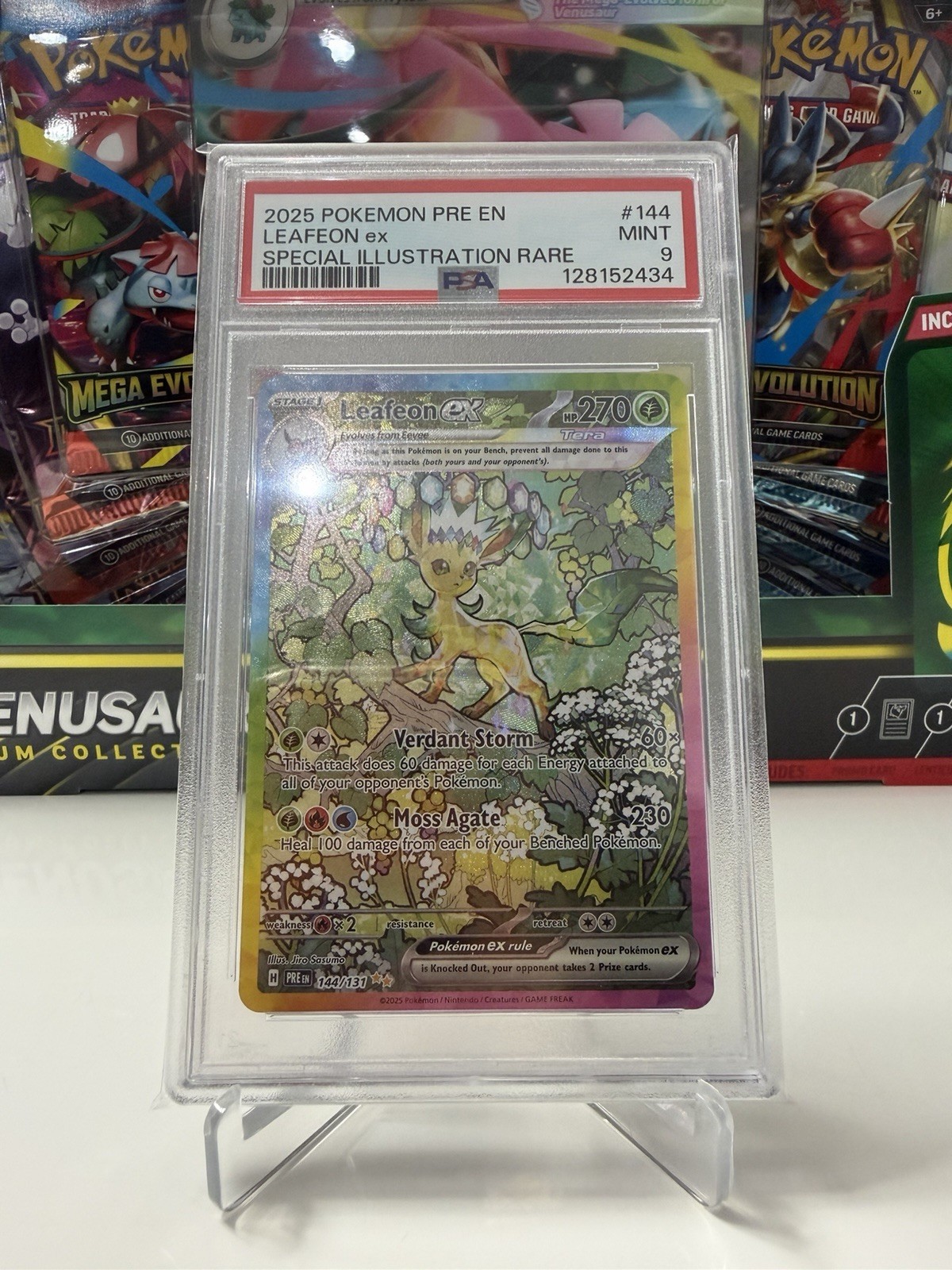 2025 POKEMON PRE EN-PRISMATIC EVOLUTIONS #144 LEAFEON EX PSA 9