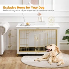 HOOBRO Dog Crate Furniture Large Dog Kennel Wooden Pet Furniture w/Pull-Out Tray