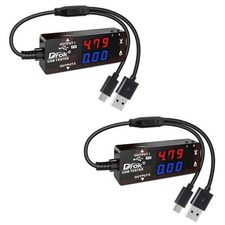 USB Tester 2pcs, USB-A USB-C 2.0 Multimeter Dual USB-A USB-C / 2pcs Black