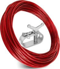Belleone Swimming Pool Cover Cable and Winch Kit - 100ft Plastic-Coated Steel Po