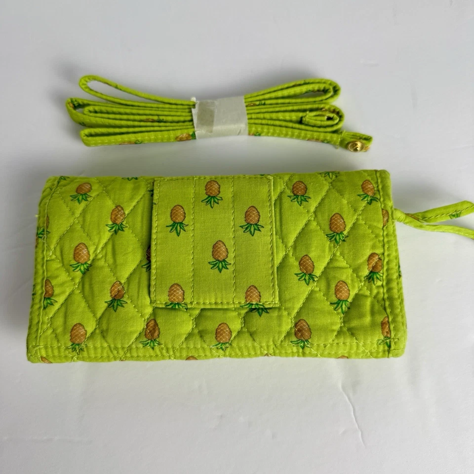 Maggi B Acolchado Verde Piñas Y Palmeras Tela Cartera Cartera Bandolera Nuevo sin Etiquetas Foto 3 de 4