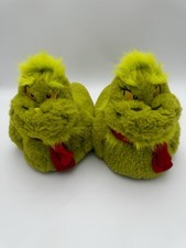 The Grinch Fuzzy Slippers Women  s Size M 7-8 Green Christmas Holiday