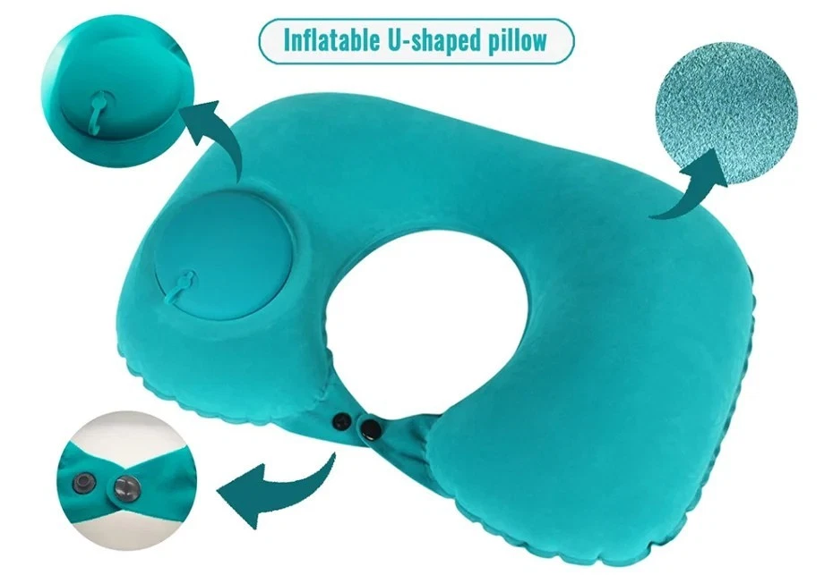 Inflatable U-Shape Travel Neck Pillow Portable Foldable for Outdoor Trips