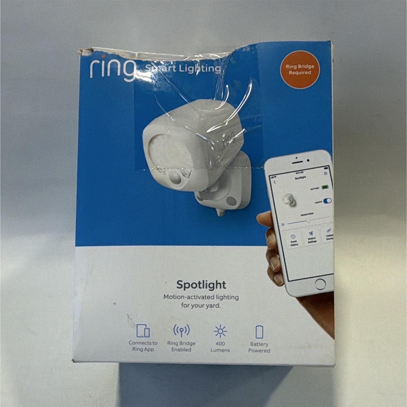 Box Batter Design Ring Spotlight Battery LED Motion Sensor Outdoor App Control Alexa ...