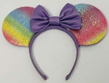 Disguise Disney Colorful Rainbow Sequin Purple Bow Minnie Mouse Ears Headband