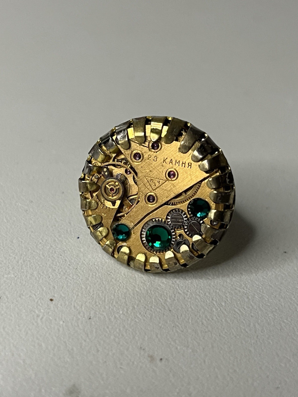 Steampunk Adjustable Ring with Soviet Watch Movem… - image 2