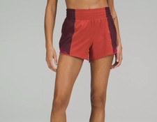 Lululemon Hotty Hot HR Color Red Rock/Red Merlot/Pomegranate Lined 4” Short