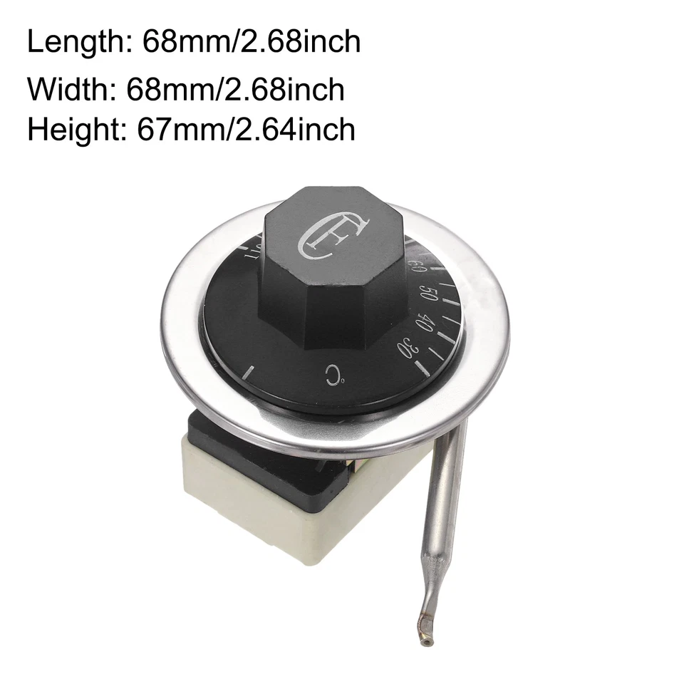 Electric Oven Thermostat 3 Pin 16A Knob Temperature Control Switch 30-110°c 0.7m - Image 2 of 4