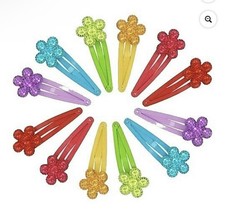 Goody Kids Snap  Go Jeweled Flower Hair Clip Rainbow Barrettes 12 Clips