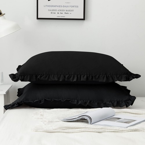 Ruffled Pillow Case Set, Pack of 2 Edge Ruffled Pillow Shams 100% Brushed Mic... - Picture 2 of 6